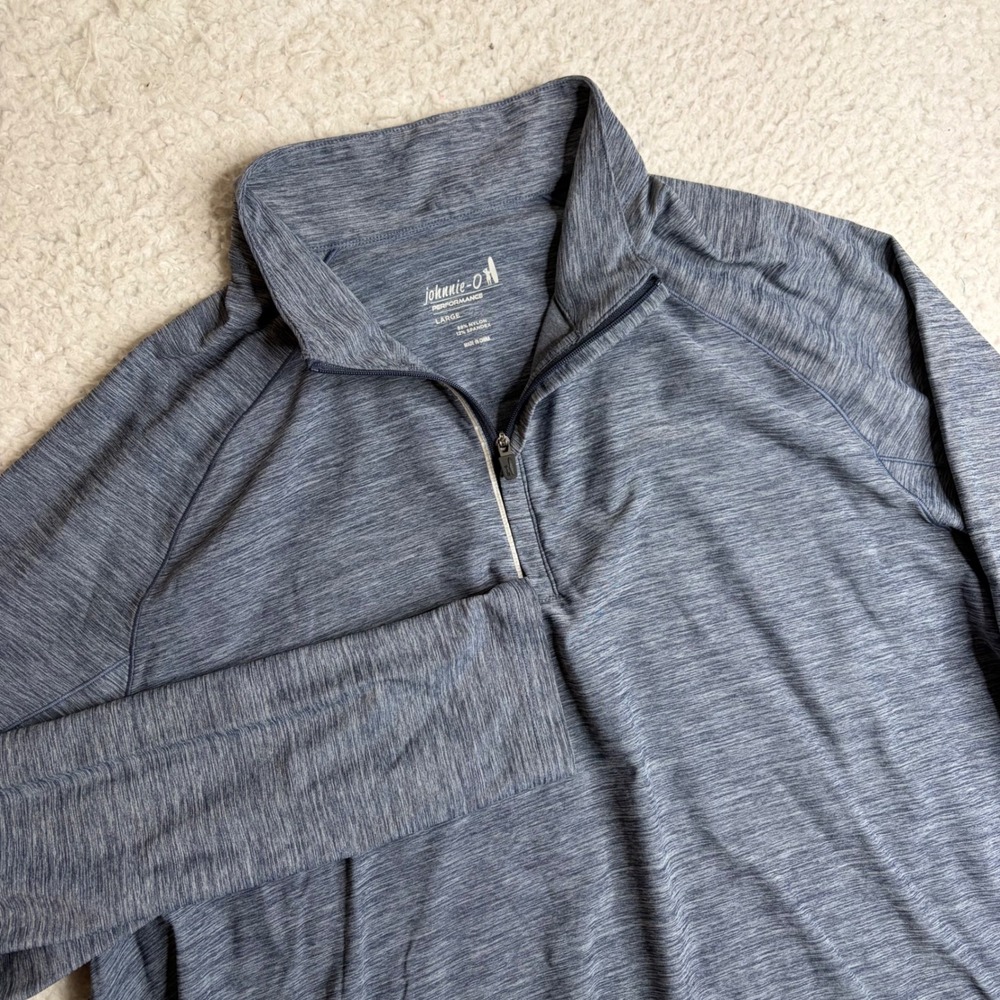 Johnnie-O Baird Performance Quarter Zip Pullover Men Large Blue Heather JMKO4050
